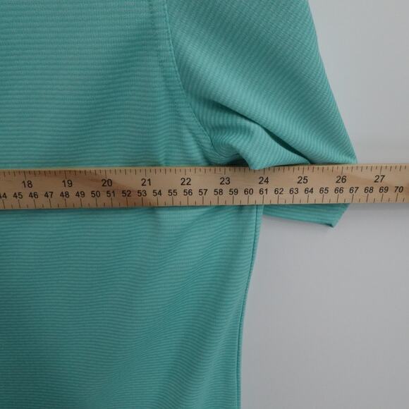 Dunning Golf Shirt Mens XXL Green Striped The Major Logo Embroidered Performance - Picture 5 of 14